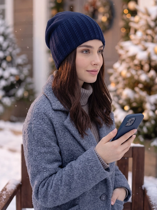 Trikotaj qishki shapka ayollar uchun, qishki bosh kiyimlar SNOWL