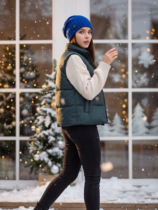 Trikotaj qishki shapka ayollar uchun, qishki bosh kiyimlar SNOWL