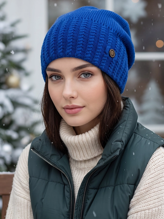 Trikotaj qishki shapka ayollar uchun, qishki bosh kiyimlar SNOWL