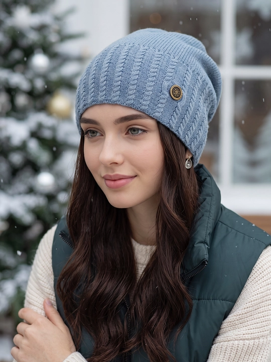 Trikotaj qishki shapka ayollar uchun, qishki bosh kiyimlar SNOWL