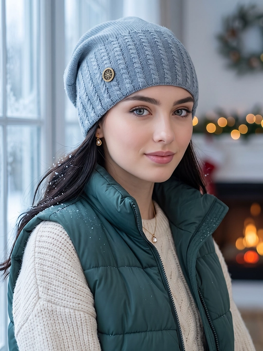 Trikotaj qishki shapka ayollar uchun, qishki bosh kiyimlar SNOWL