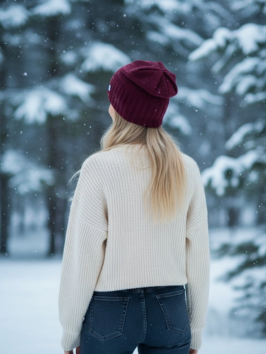 Trikotaj qishki shapka ayollar uchun, qishki bosh kiyimlar SNOWL
