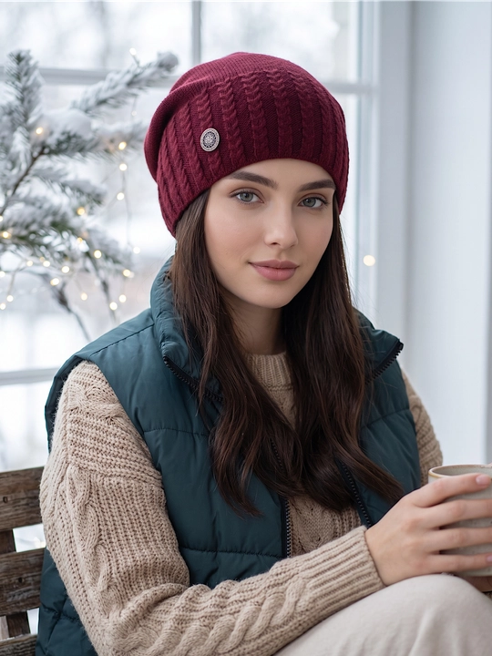 Trikotaj qishki shapka ayollar uchun, qishki bosh kiyimlar SNOWL