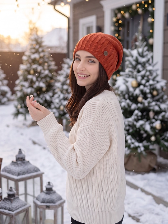 Trikotaj qishki shapka ayollar uchun, qishki bosh kiyimlar SNOWL