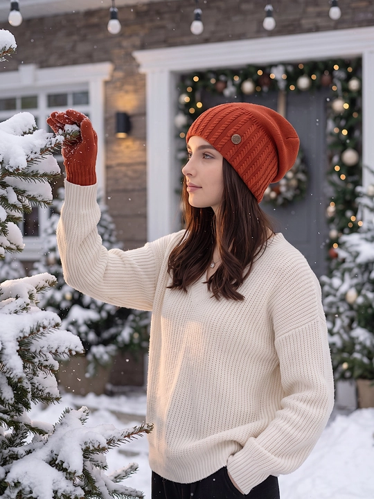 Trikotaj qishki shapka ayollar uchun, qishki bosh kiyimlar SNOWL
