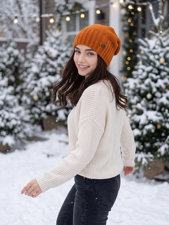 Trikotaj qishki shapka ayollar uchun, qishki bosh kiyimlar SNOWL