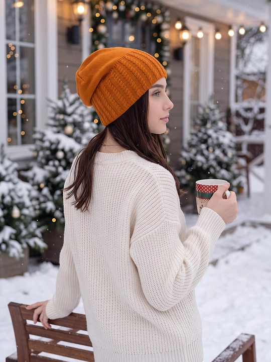 Trikotaj qishki shapka ayollar uchun, qishki bosh kiyimlar SNOWL