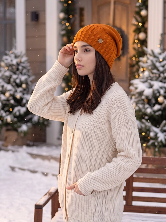 Trikotaj qishki shapka ayollar uchun, qishki bosh kiyimlar SNOWL