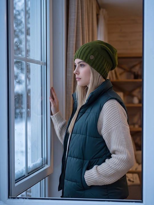 Trikotaj qishki shapka ayollar uchun, qishki bosh kiyimlar SNOWL