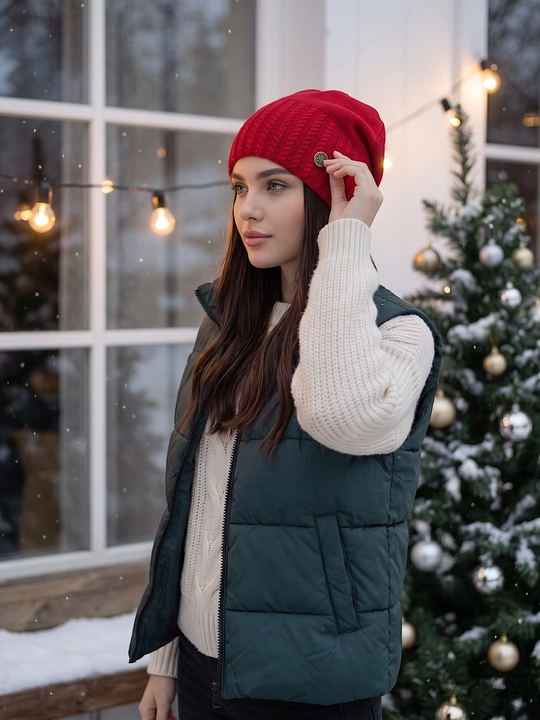 Trikotaj qishki shapka ayollar uchun, qishki bosh kiyimlar SNOWL