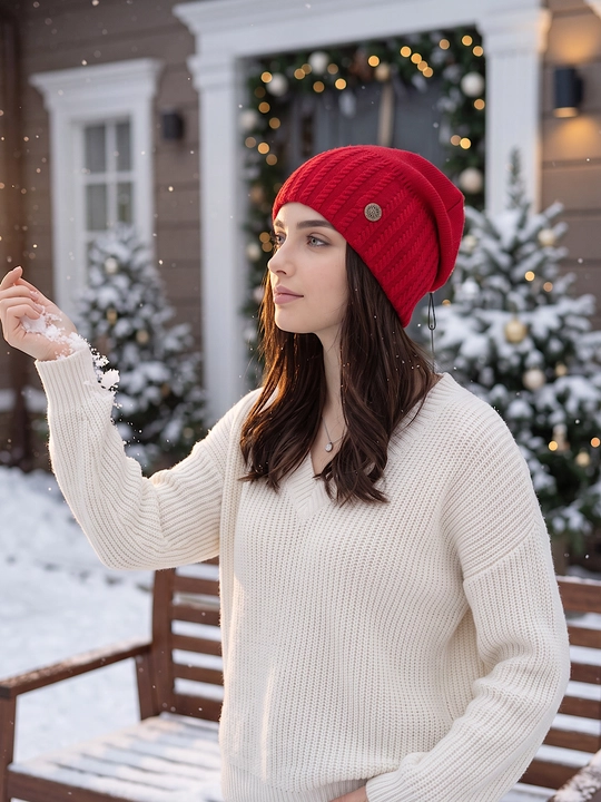 Trikotaj qishki shapka ayollar uchun, qishki bosh kiyimlar SNOWL