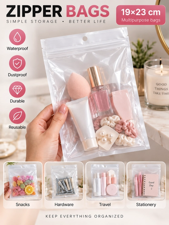 Zip-lock пакеты для аксессуаров и мелких предметов, 10 × 22 см