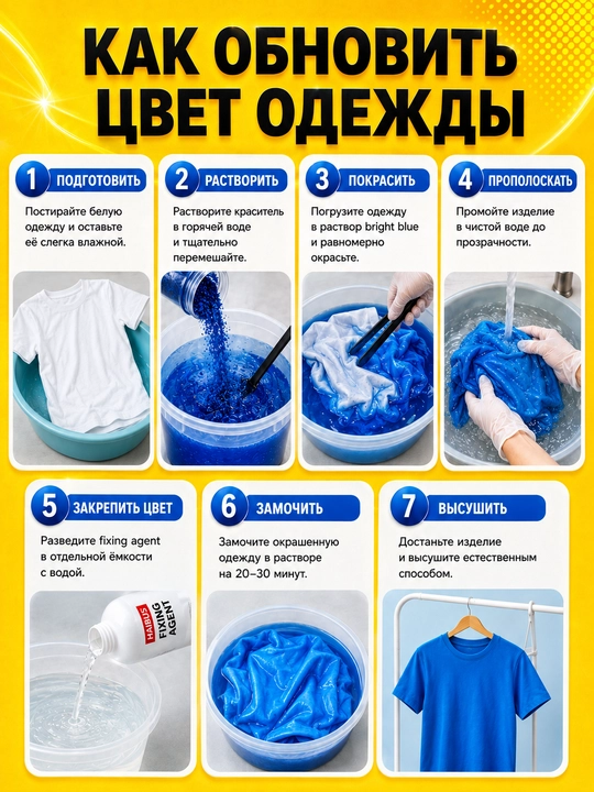 Краситель для одежды и ткани с закрепителем, 100 гр