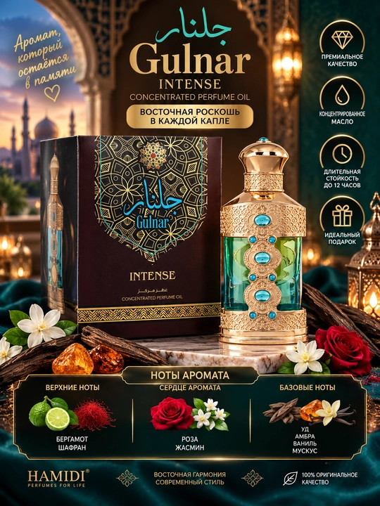HAMIDI, Gulnar, INTENSE, uniseks iforli, Sharq moyli atirlari, 20 ml