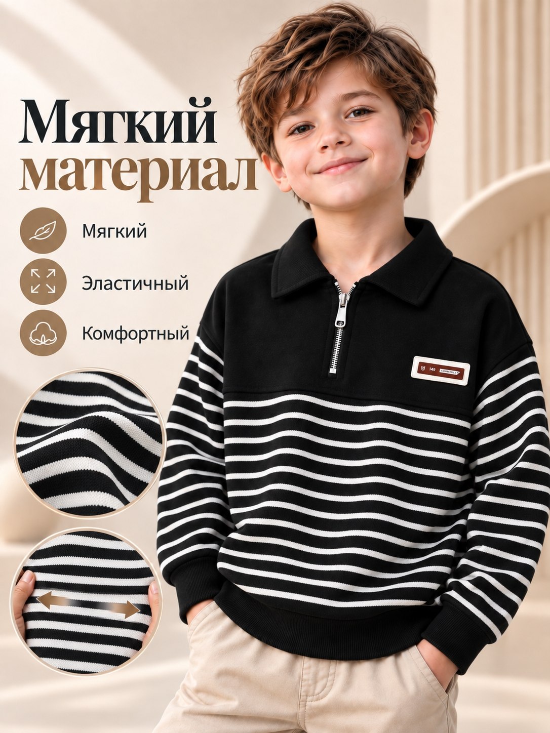 Детский свитер, свитшот, джемпер для мальчика, кофта в полоску с длинным рукавом
