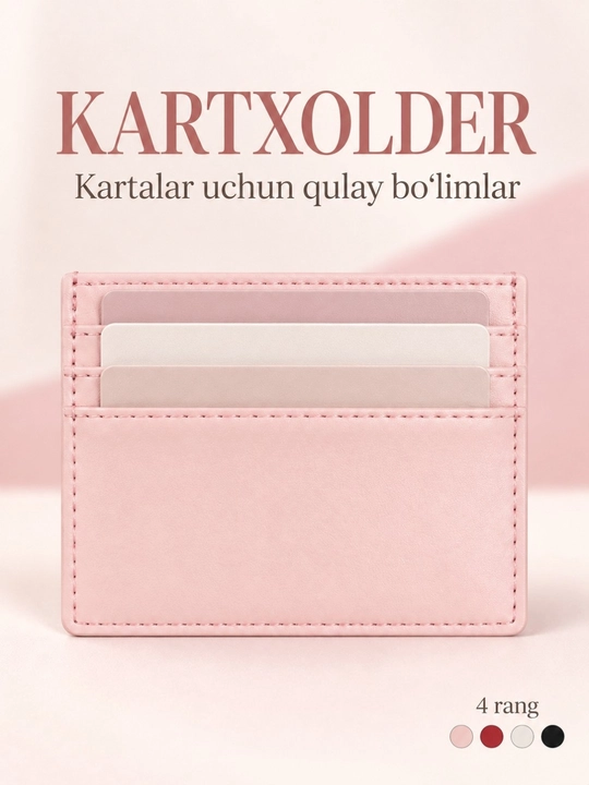 Ayollar kartxolderi, bank kartalari uchun hamyon, vizitnitsa, mini karta g‘ilofi, bantli