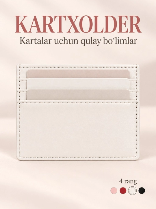 Ayollar kartxolderi, bank kartalari uchun hamyon, vizitnitsa, mini karta g‘ilofi, bantli