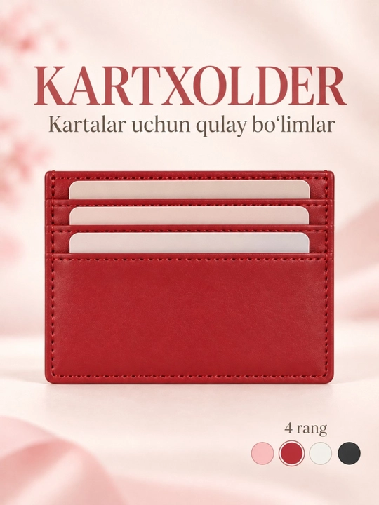 Ayollar kartxolderi, bank kartalari uchun hamyon, vizitnitsa, mini karta g‘ilofi, bantli