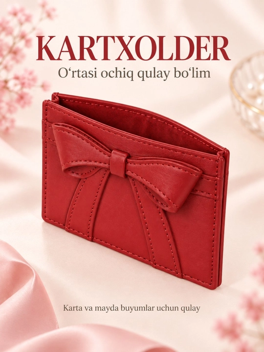 Ayollar kartxolderi, bank kartalari uchun hamyon, vizitnitsa, mini karta g‘ilofi, bantli