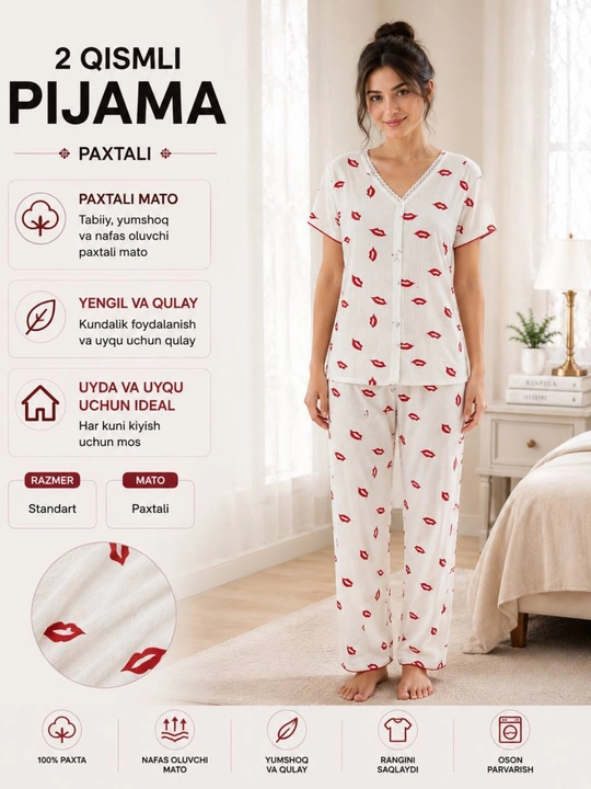 Ayollar pijamasi, pijama ayollar, uy kiyimi, uyqu kiyimi - 