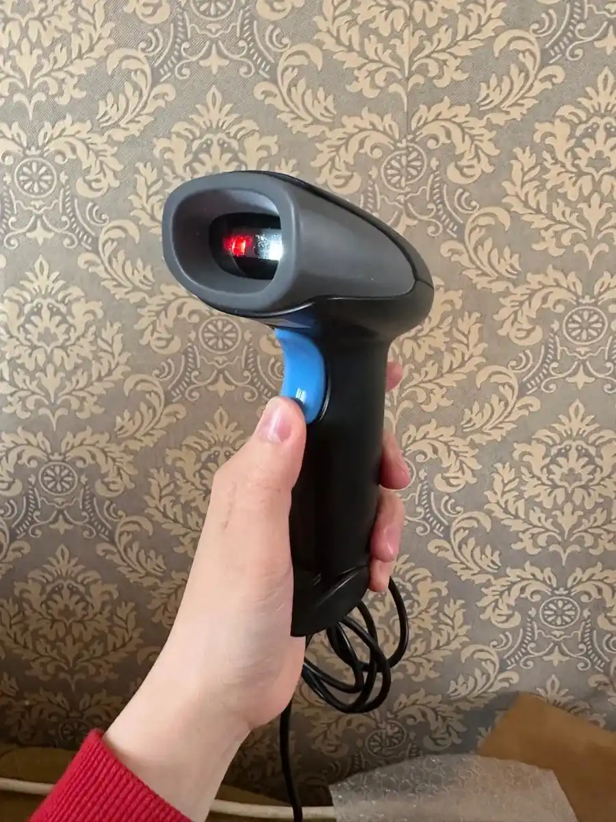 Shtrix-kodlar va QR-kodlarning 2D skaneri, Bluetooth va simli, do‘kon va kassa uchun rider