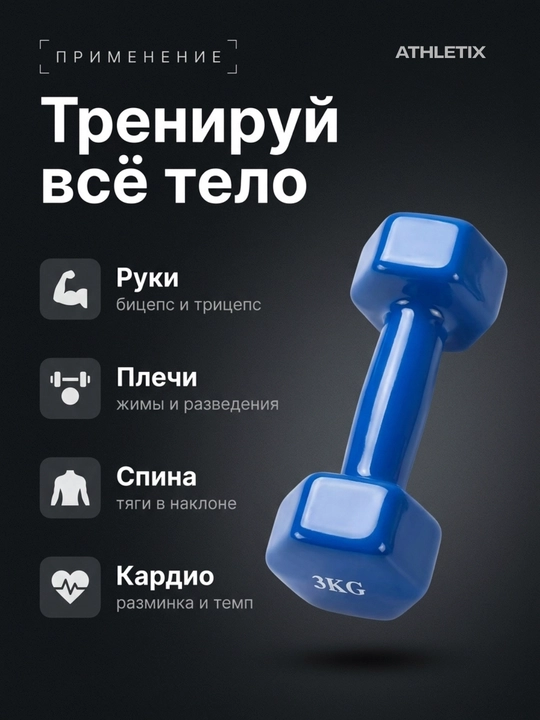 Gantel vinil qoplamali olti burchakli fitnes uchun, 0,5-1-1.5-2 kg, pushti va ko'k