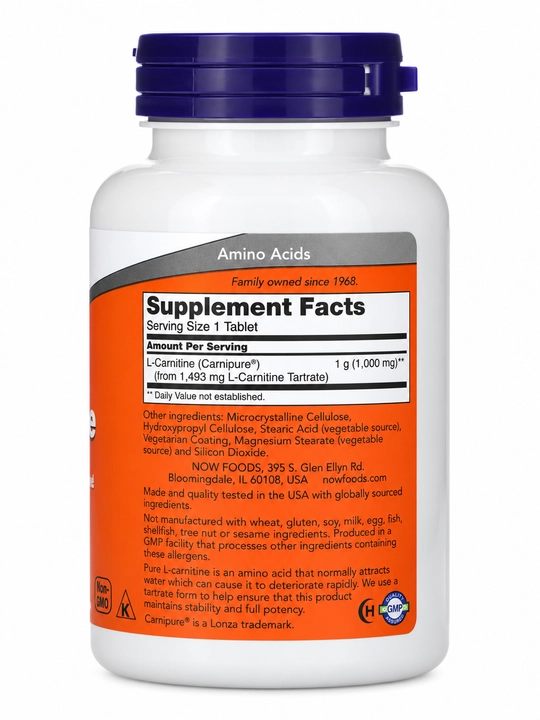 NOW Foods L-Карнитин Для вашей активности 1000 мг энергии, 50 таблеток
