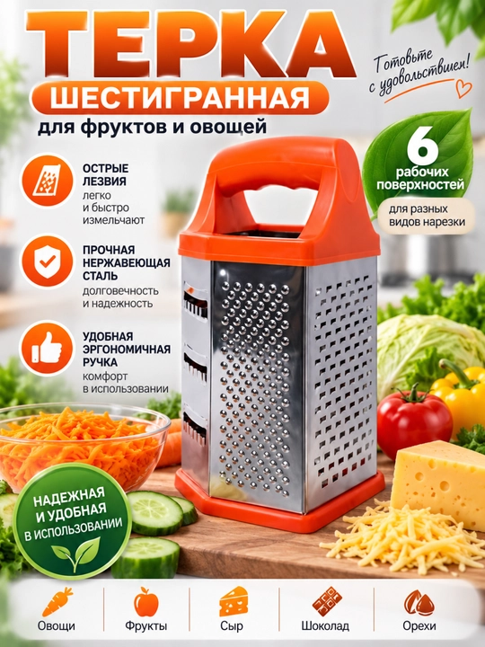 Koreys sabzi va sabzavotlari uchun yog'och va plastik ko'p funksiyali qirg'ich - 