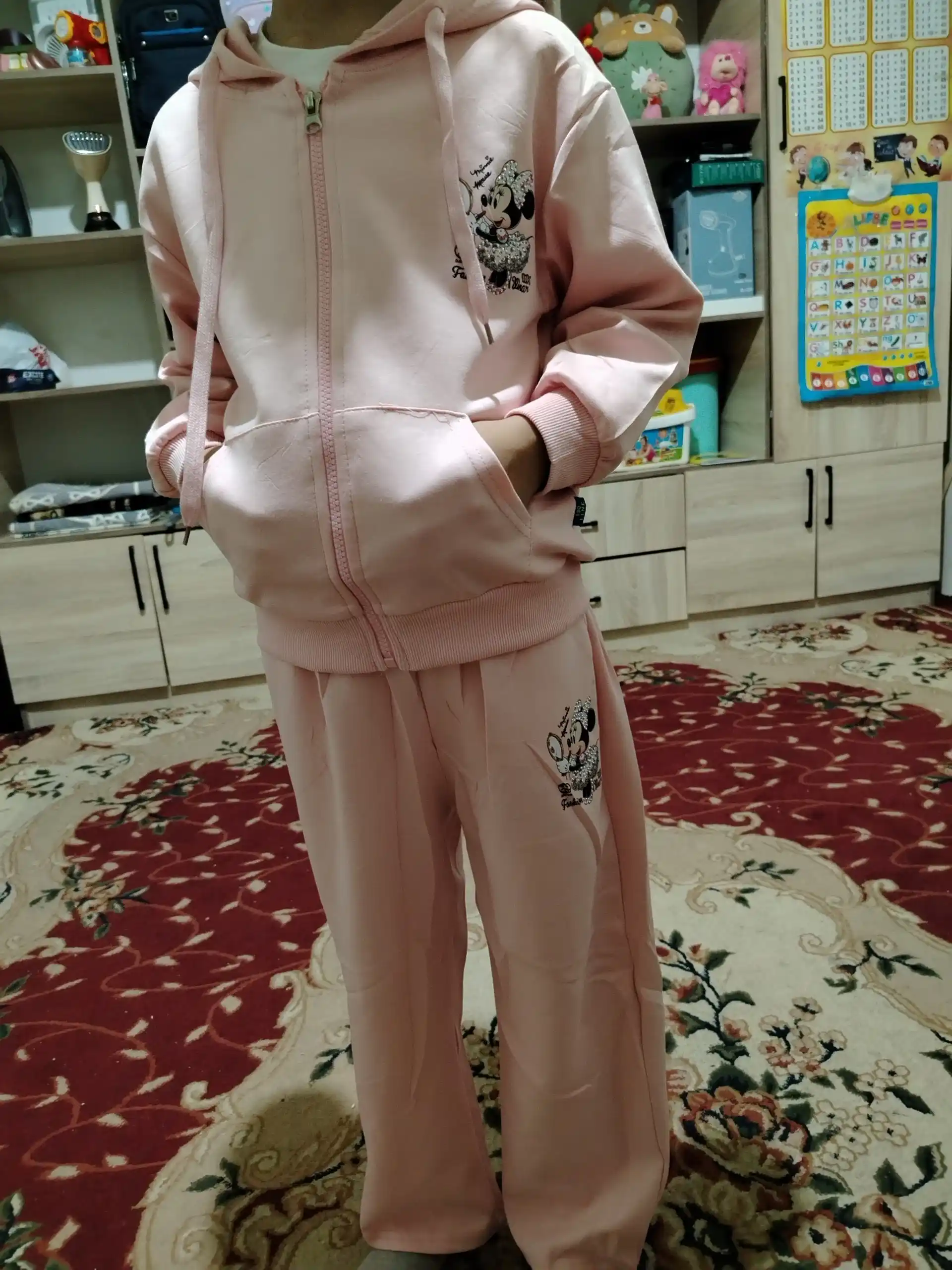Qizlar uchun sportforma troyka,3-7 yosh, paxta mato, Mickey Mouse troyka