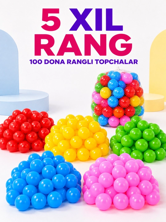7 sm rangli bolalar uchun sharlari toplar koptoklar koptok  - 10, 20, 30, 40, 50, 100 dona