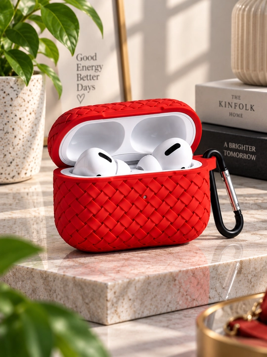AirPods Pro / Pro 2 uchun himoya g‘ilofi, zamonaviy to‘qima dizayn, karabinli