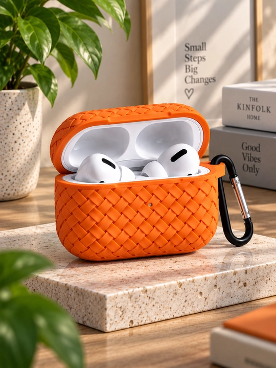 AirPods Pro / Pro 2 uchun himoya g‘ilofi, zamonaviy to‘qima dizayn, karabinli