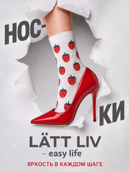 Носки LÄTT LIV с принтом, высокие повседневные, разные дизайны - 