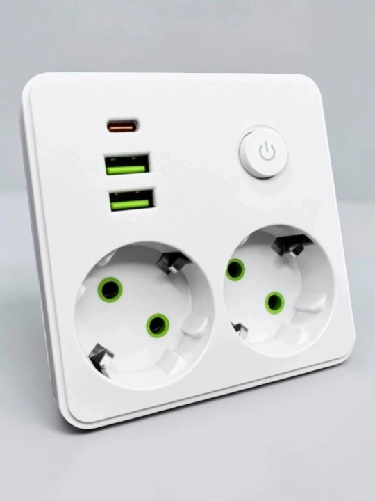 Сетевой фильтр, разъем USB для быстрой зарядки, розетки 3/2, 2 USB,2 Type-C, кабель 8 см - 