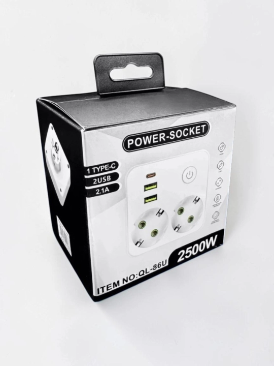 Сетевой фильтр, разъем USB для быстрой зарядки, розетки 3/2, 2 USB,2 Type-C, кабель 8 см