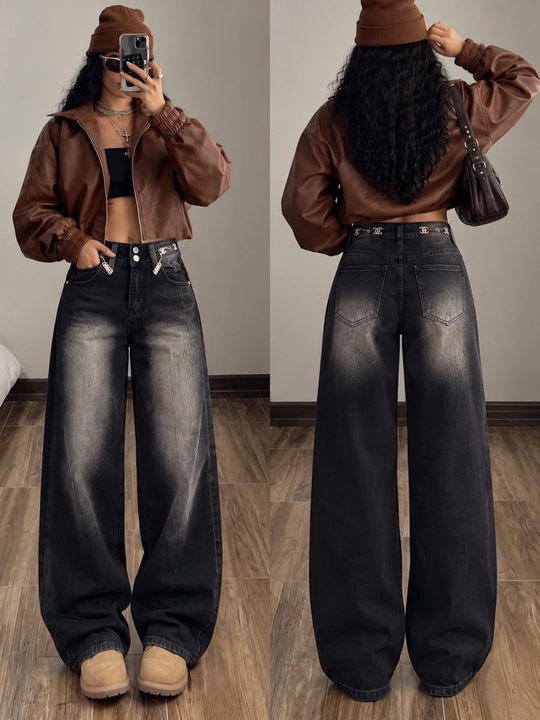Ayollar jinsi shimlari, ayollar baggi shimlari, keng jinsi shimlar, S–XL