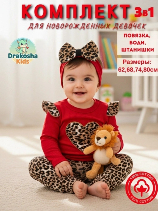 Практичный и удобный комплект детской одежды для новорождённых и маленьких детей - 
