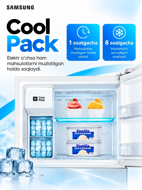 Samsung RT32FAJBD muzlatgichi, 333l, Digital Inverter, All Around Cooling, yangilik zonasi
