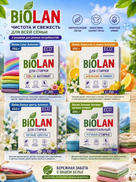 Стиральный порошок Biolan, 350 г - 