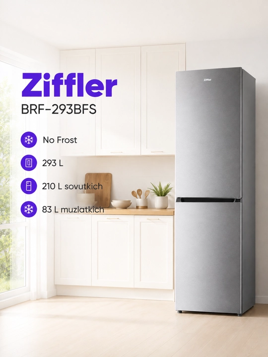 Холодильники Ziffler No Frost с инвертором, 293–423 л, двухкамерные и Multi Door - 