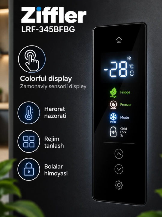 Ziffler No Frost inverter muzlatgichlari, 293–423 L, ikki kamerali va Multi Door