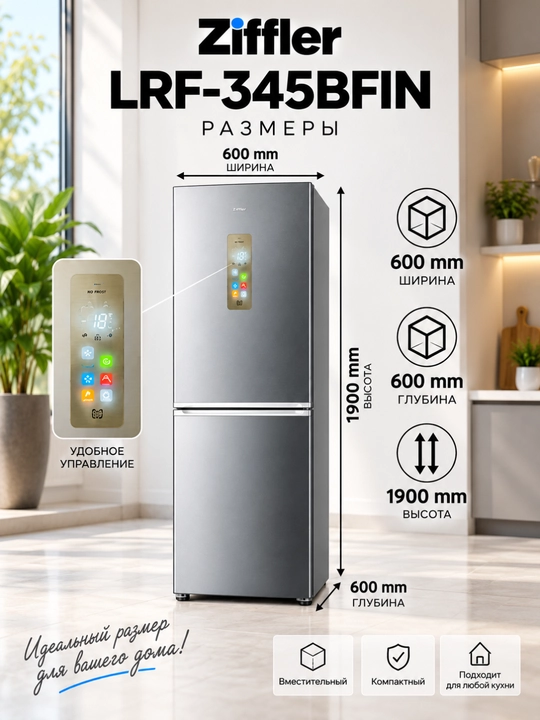 Ziffler No Frost inverter muzlatgichlari, 293–423 L, ikki kamerali va Multi Door