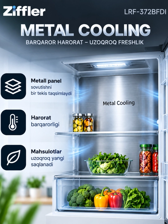 Ziffler No Frost inverter muzlatgichlari, 293–423 L, ikki kamerali va Multi Door