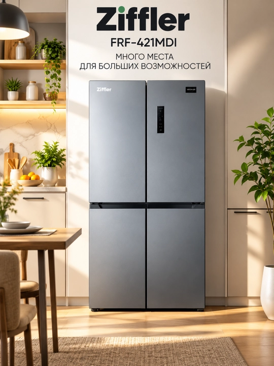 Холодильники Ziffler No Frost с инвертором, 293–423 л, двухкамерные и Multi Door - 