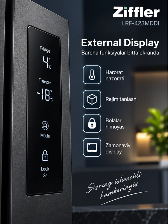 Ziffler No Frost inverter muzlatgichlari, 293–423 L, ikki kamerali va Multi Door