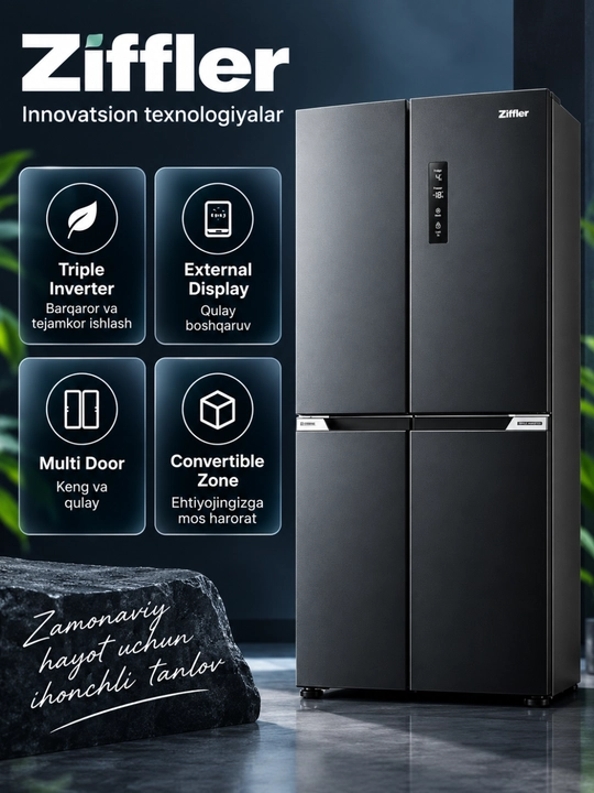Ziffler No Frost inverter muzlatgichlari, 293–423 L, ikki kamerali va Multi Door