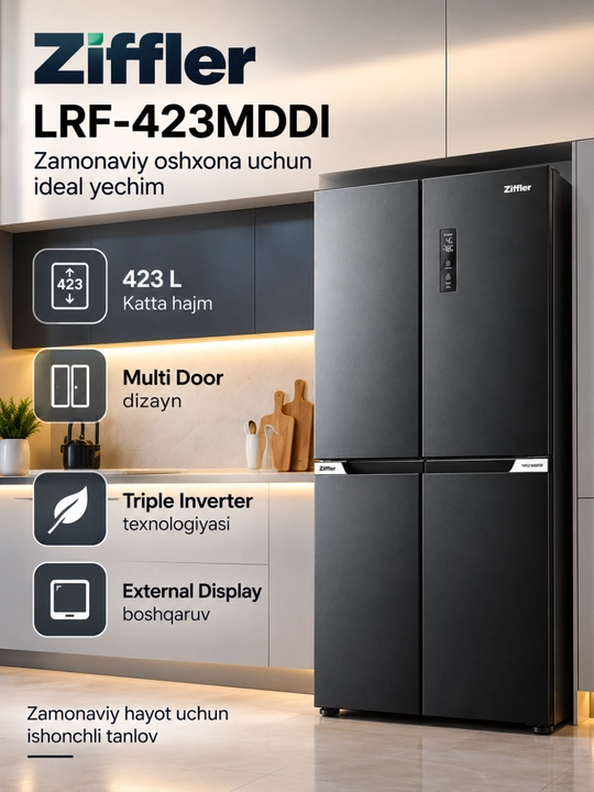 Холодильники Ziffler No Frost с инвертором, 293–423 л, двухкамерные и Multi Door - 