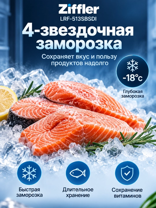Ziffler No Frost inverter muzlatgichlari, 293–423 L, ikki kamerali va Multi Door