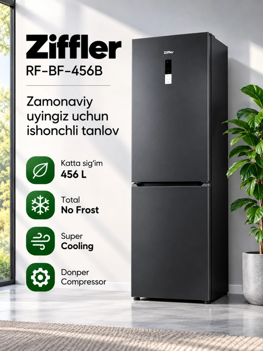 Ziffler No Frost inverter muzlatgichlari, 293–423 L, ikki kamerali va Multi Door