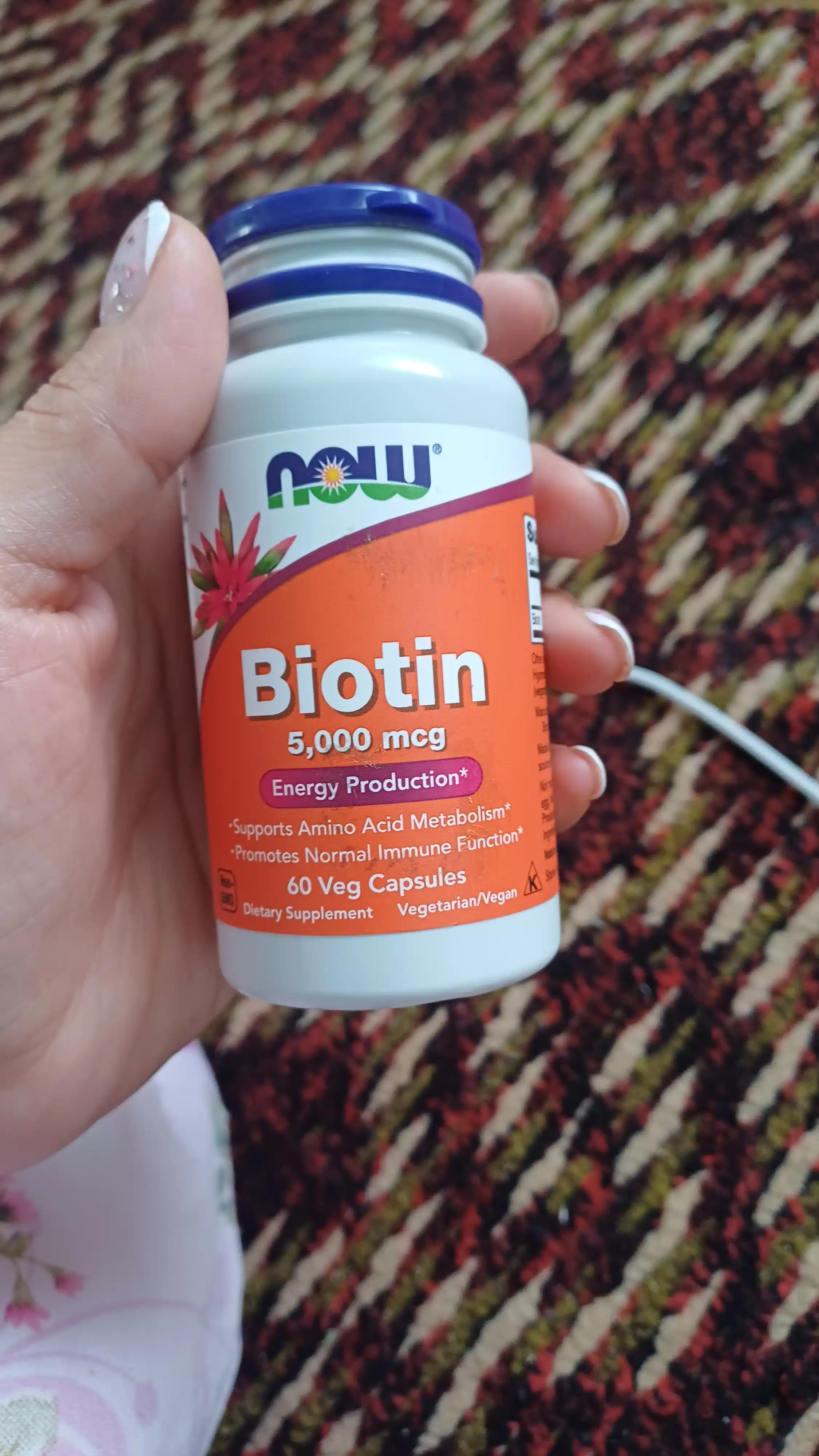 NOW Supplements, biotin 5000 mkg, aminokislotalar almashinuvi, 60 kapsulalar
